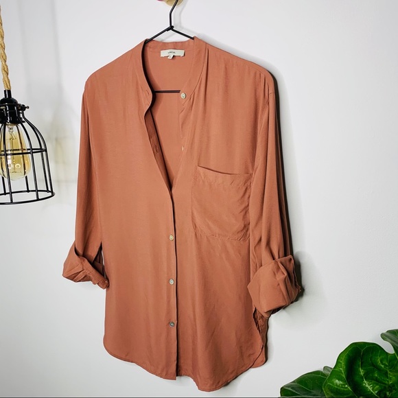 NWT Vince - Relaxed Band Collar Blouse XS - Picture 2 of 10